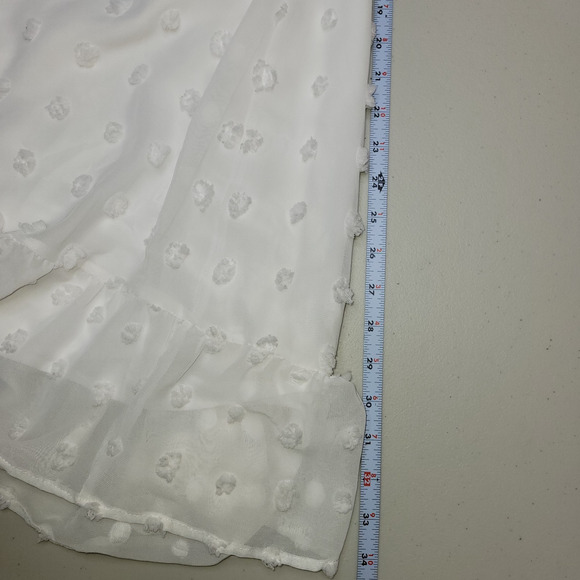 Teacrew Babydoll Mini Dress Size Small White Smocked Romantic Ruffles Boho Tired - Picture 12 of 12